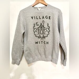 Village Witch crew sweatshirt, grey size small, cozy, spicy, fun